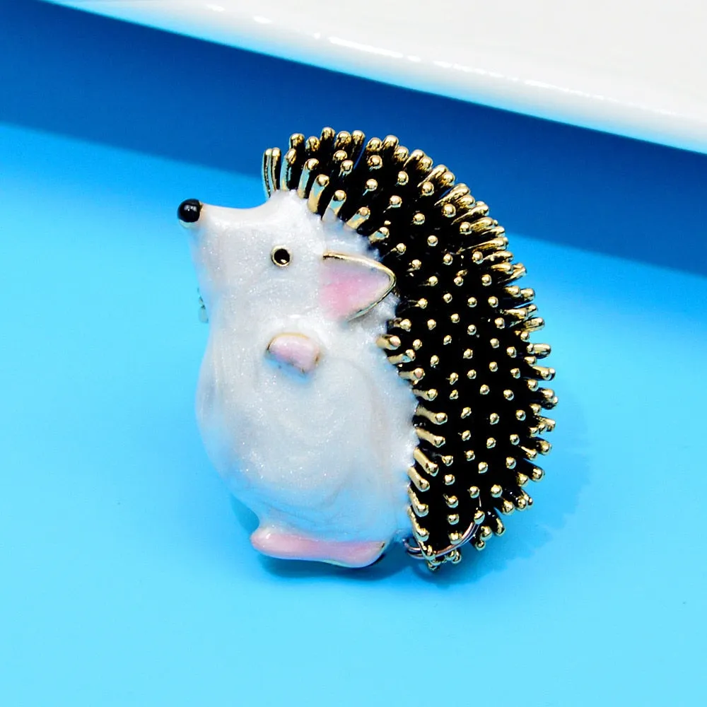 Cute Cartoon Hedgehog Brooch Animal Pin Pink Ear Black Eye Bag Badges Jewelry