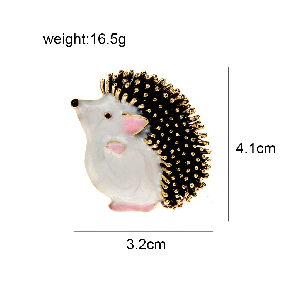 Cute Cartoon Hedgehog Brooch Animal Pin Pink Ear Black Eye Bag Badges Jewelry