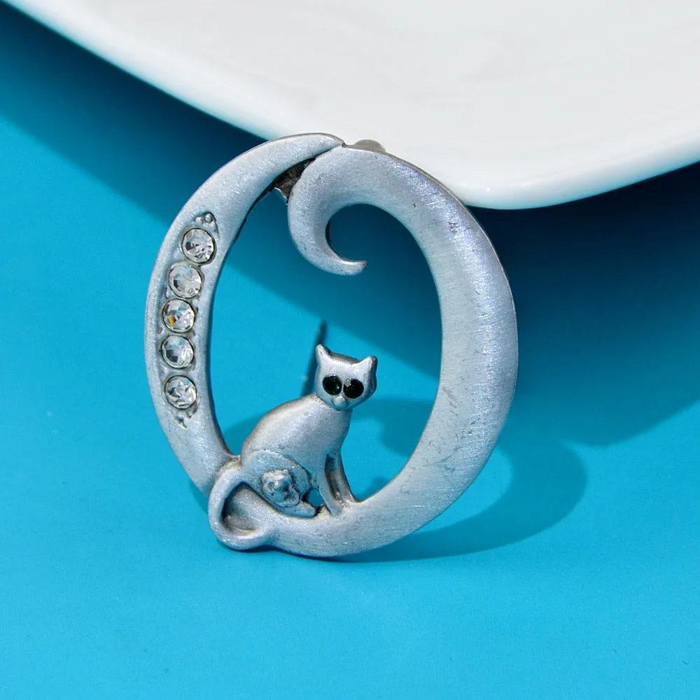 Cute Cat Brooches For Women And Men Vintage Funny Animal Alloy Pins Brooch