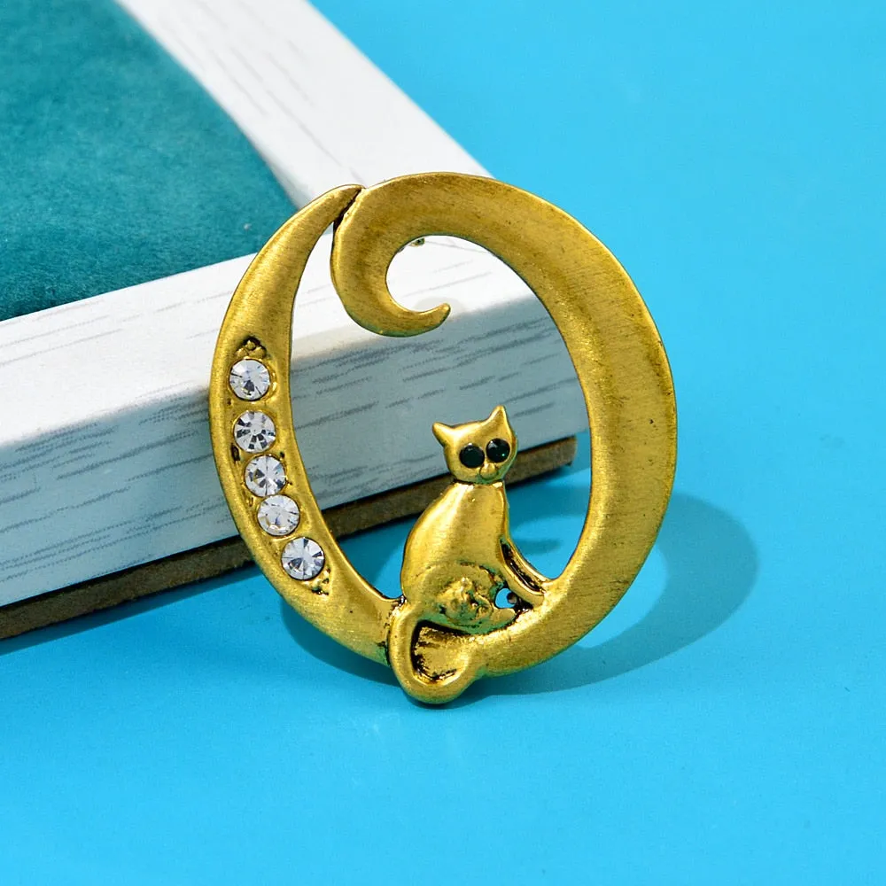 Cute Cat Brooches For Women And Men Vintage Funny Animal Alloy Pins Brooch