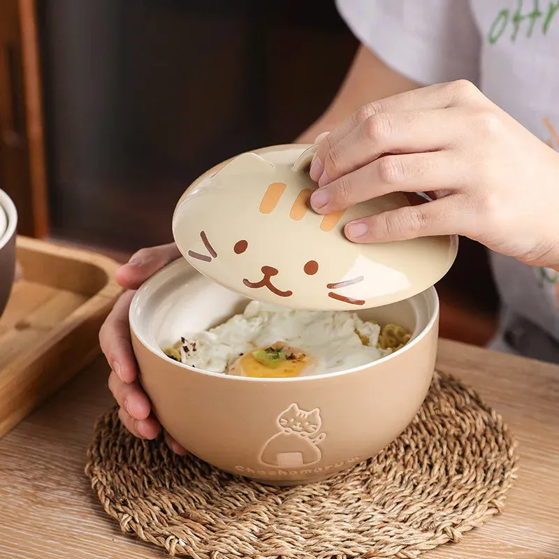 Cute cat instant noodle bowl