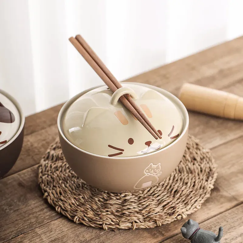Cute cat instant noodle bowl