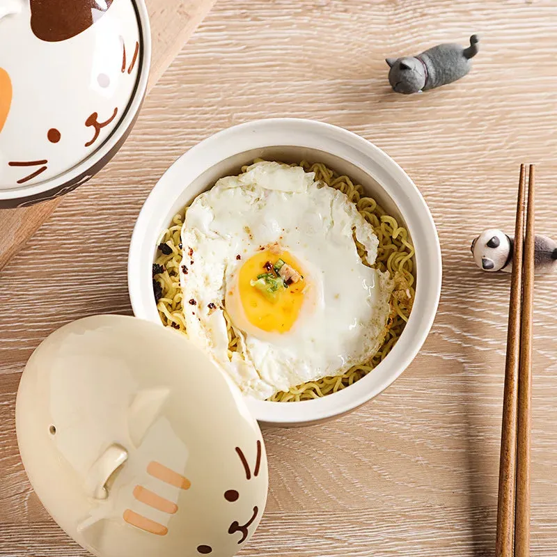 Cute cat instant noodle bowl