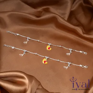 Cute Duck Charm Silver Anklet for Kids(3 to 5 years)