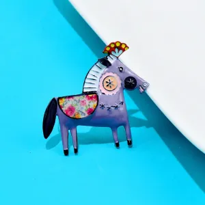 Cute Enamel Horse Brooches For Women 4 Colors