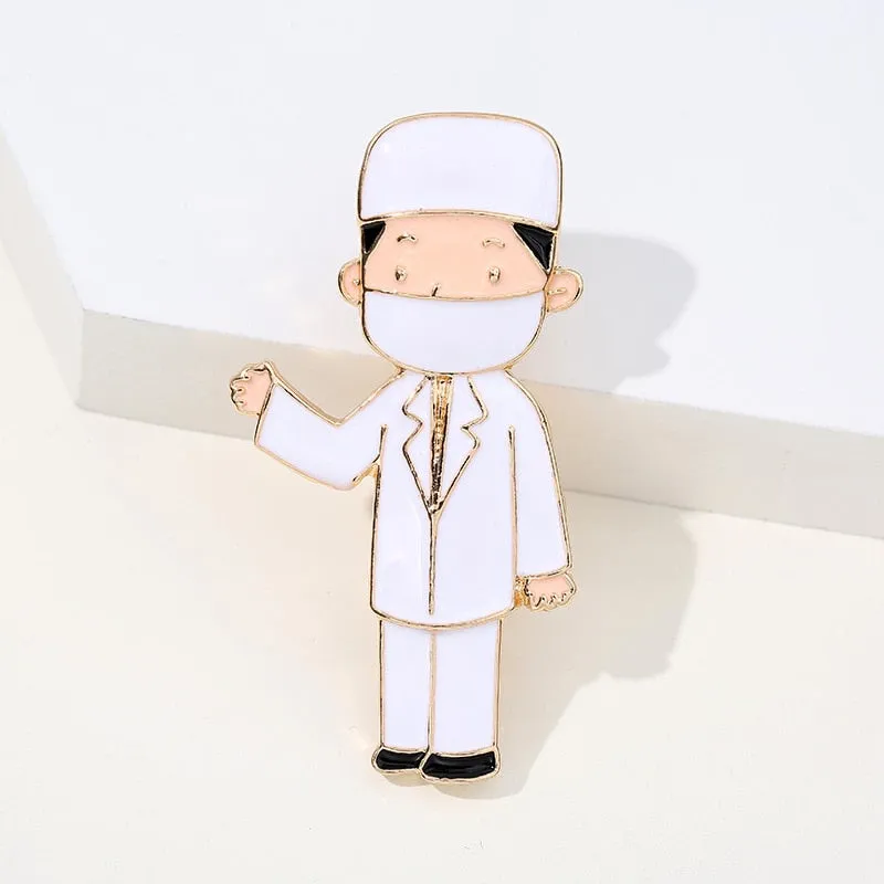 Cute Enamel Nurse Shape Pins Women Brooch
