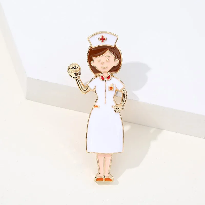 Cute Enamel Nurse Shape Pins Women Brooch