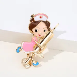 Cute Enamel Nurse Shape Pins Women Brooch
