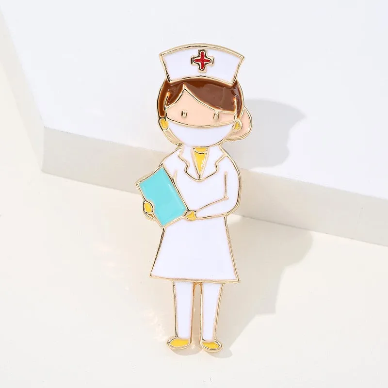Cute Enamel Nurse Shape Pins Women Brooch