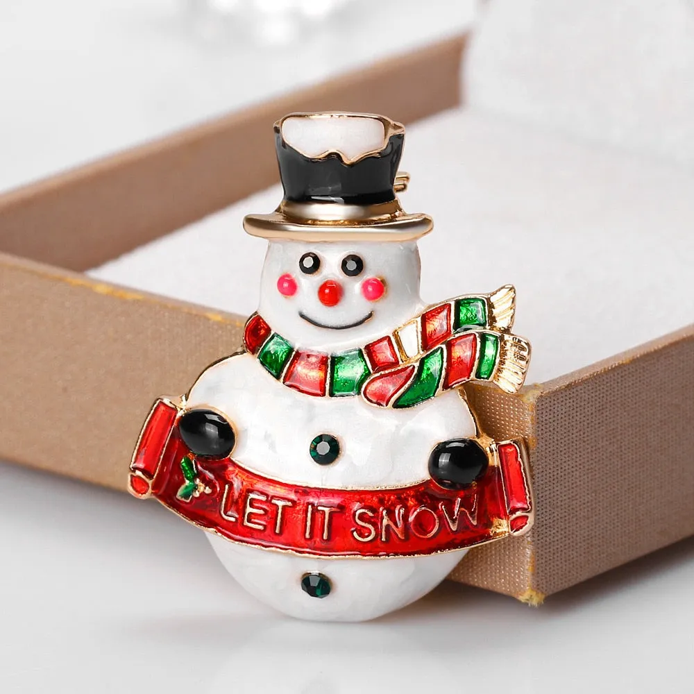 Cute Enamel Snowman Brooch Pin For Women