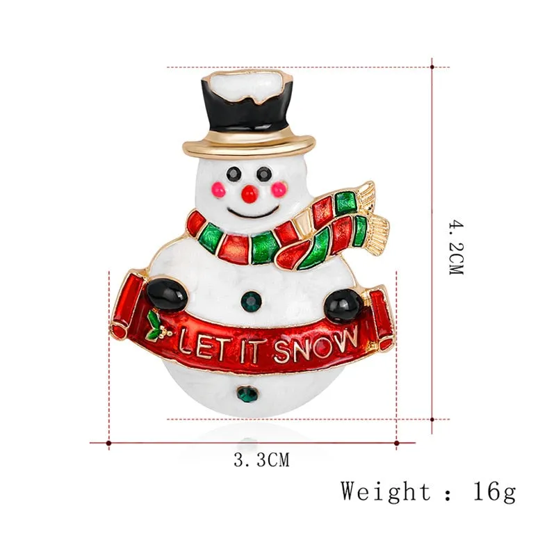Cute Enamel Snowman Brooch Pin For Women