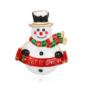 Cute Enamel Snowman Brooch Pin For Women