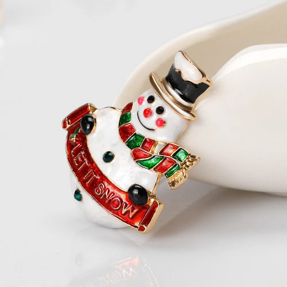 Cute Enamel Snowman Brooch Pin For Women