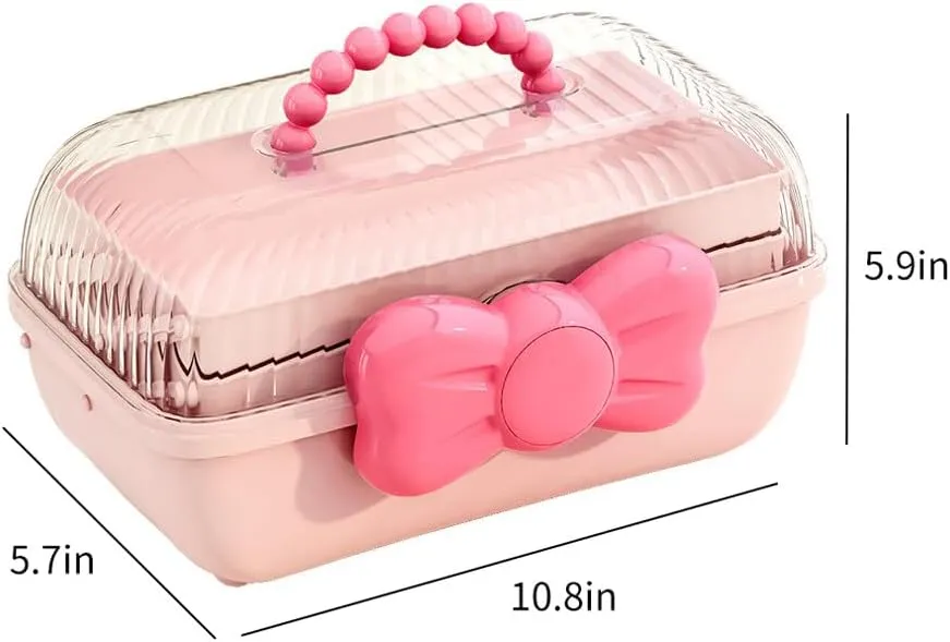 Cute Hair Accessories Organizer 3-Layers Kids Jewelry Storage Box Plastic Hair Accessories holder for Girls (Purple, 10.8 x 5.7 x 5.9 Inch)
