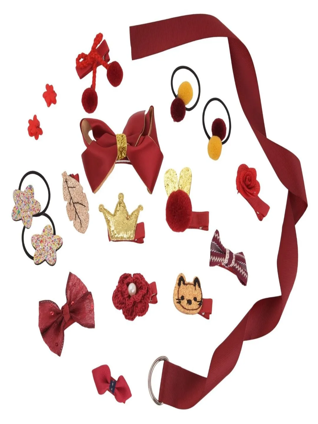 Cute Hair Clips Set for Girls - Red , Set of 18