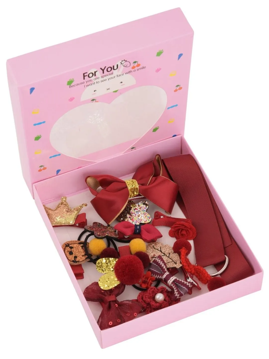 Cute Hair Clips Set for Girls - Red , Set of 18