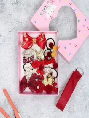 Cute Hair Clips Set for Girls - Red , Set of 18