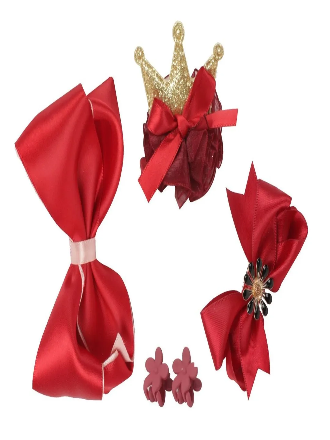 Cute Hair Clips Set for Girls - Red