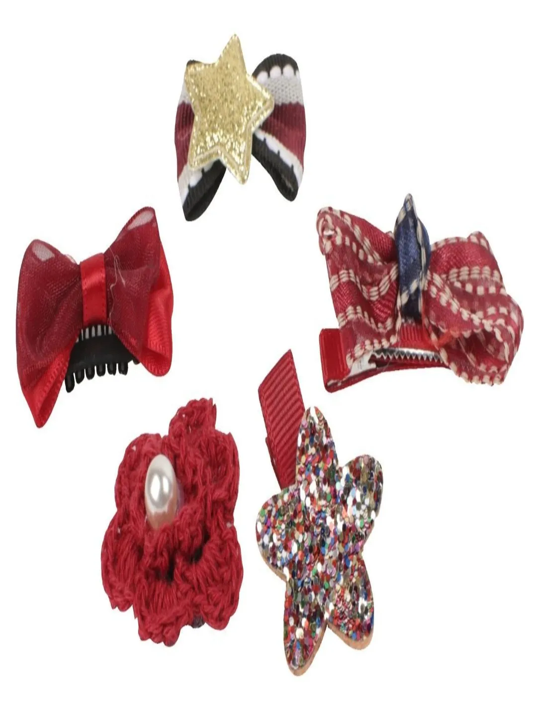 Cute Hair Clips Set for Girls - Red