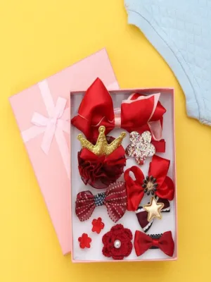 Cute Hair Clips Set for Girls - Red