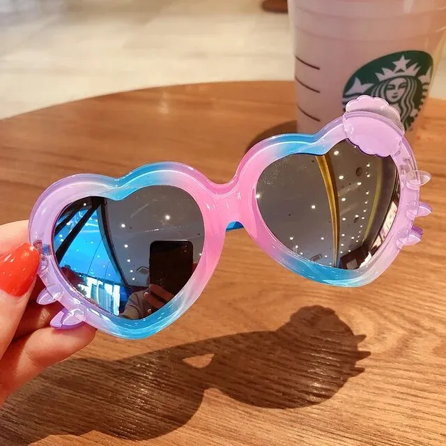 Cute Heart-Shaped UV400 Sunglass for Kids 1pc