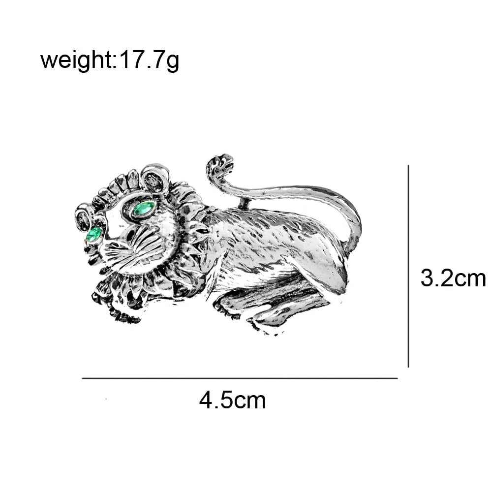 Cute Lion Brooches For Men 2-color King Lion Vivid Animal Casual Party Brooch