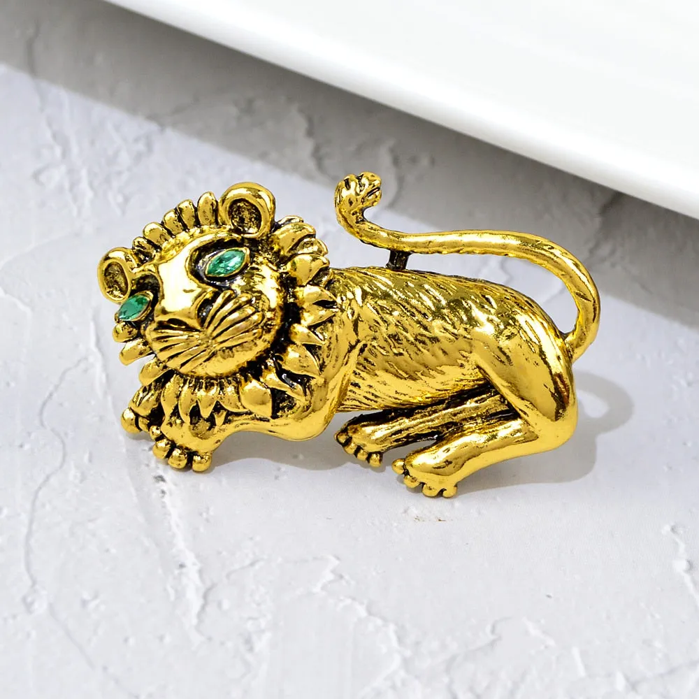 Cute Lion Brooches For Men 2-color King Lion Vivid Animal Casual Party Brooch