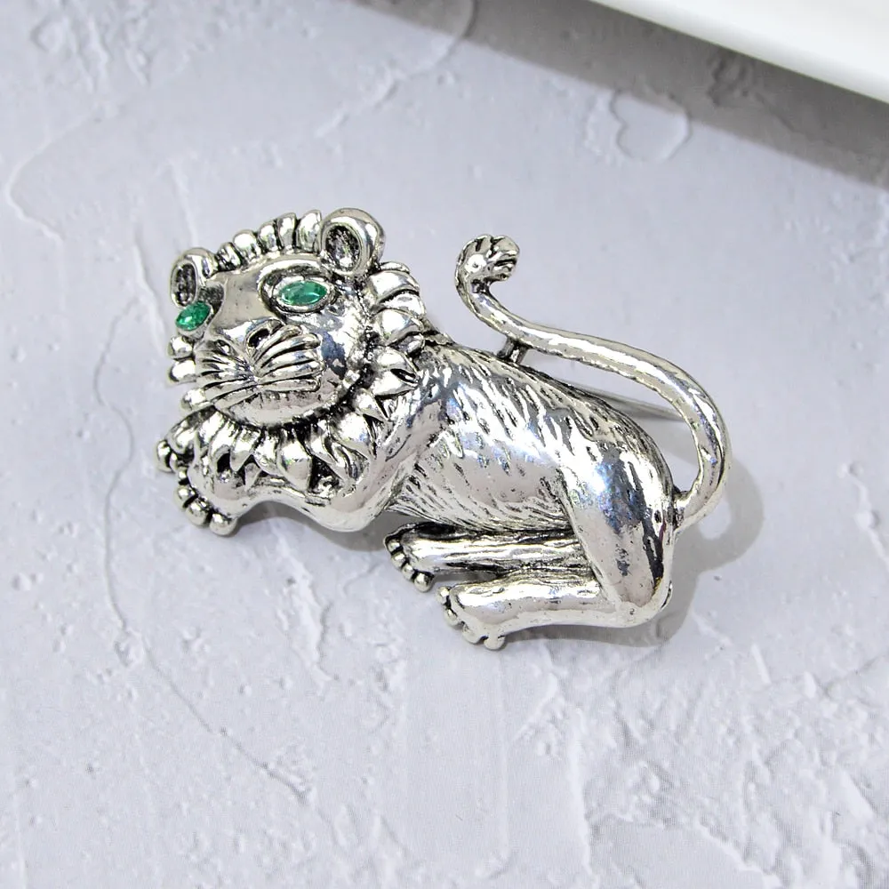 Cute Lion Brooches For Men 2-color King Lion Vivid Animal Casual Party Brooch