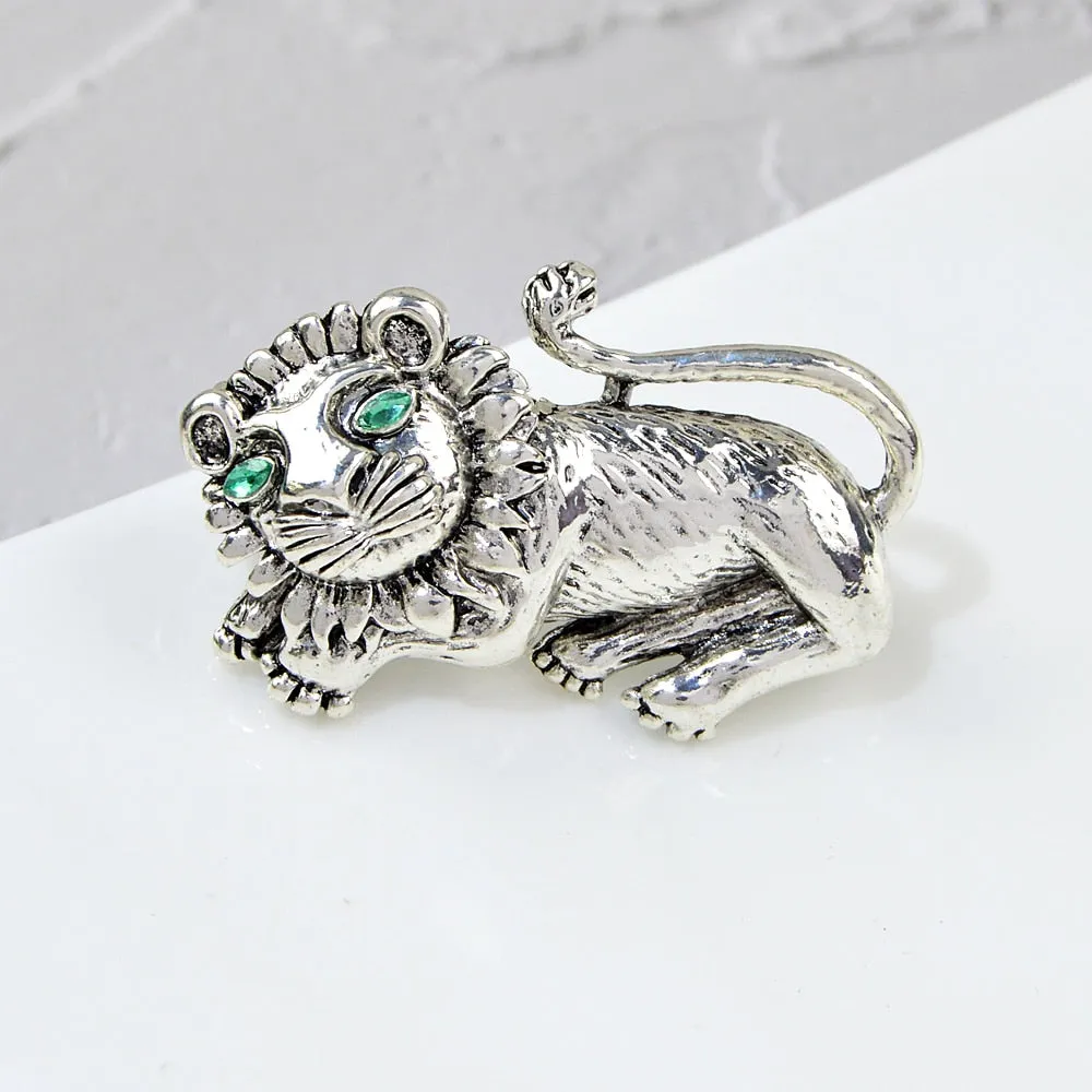 Cute Lion Brooches For Men 2-color King Lion Vivid Animal Casual Party Brooch