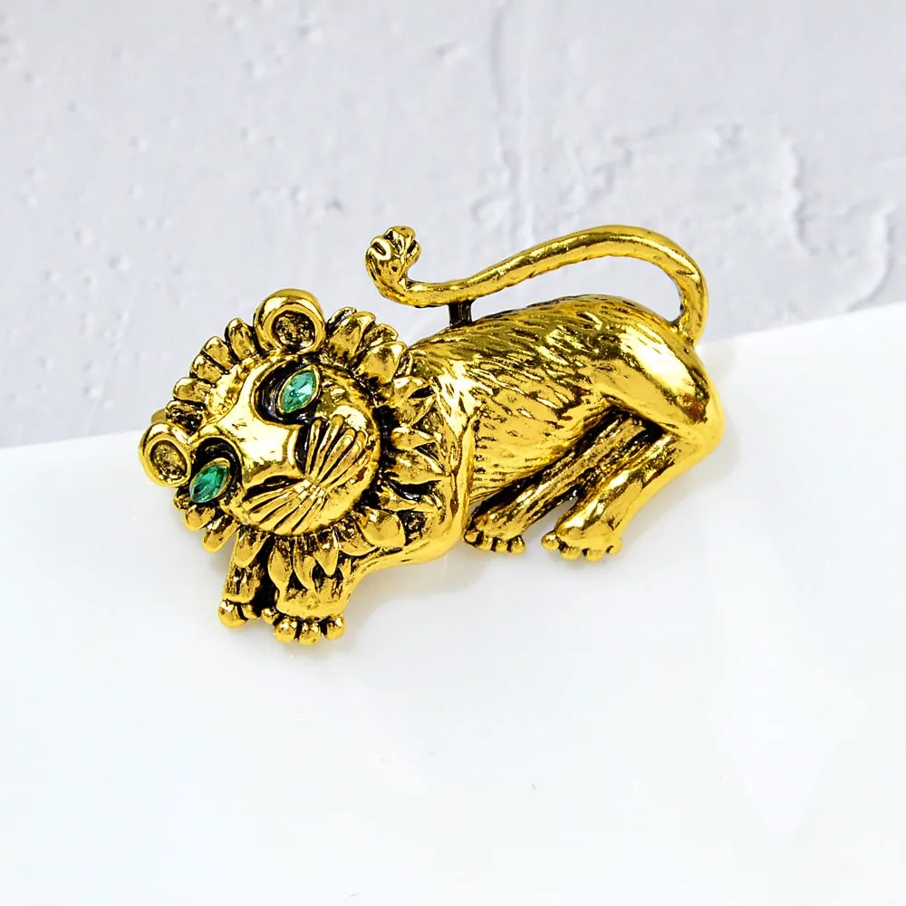 Cute Lion Brooches For Men 2-color King Lion Vivid Animal Casual Party Brooch