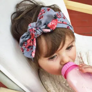 Cute Newborn Baby Cool Girls Printing Knot Elasticity Headband Cotton Children Girls Baby Hair Accessories
