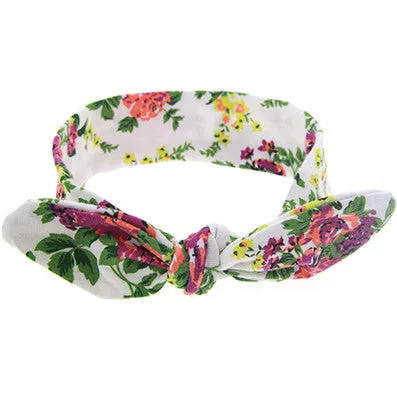 Cute Newborn Baby Cool Girls Printing Knot Elasticity Headband Cotton Children Girls Baby Hair Accessories