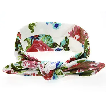 Cute Newborn Baby Cool Girls Printing Knot Elasticity Headband Cotton Children Girls Baby Hair Accessories