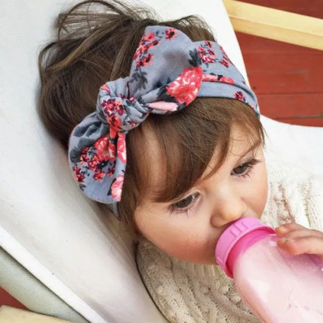 Cute Newborn Baby Cool Girls Printing Knot Elasticity Headband Cotton Children Girls Baby Hair Accessories