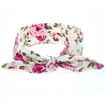 Cute Newborn Baby Cool Girls Printing Knot Elasticity Headband Cotton Children Girls Baby Hair Accessories