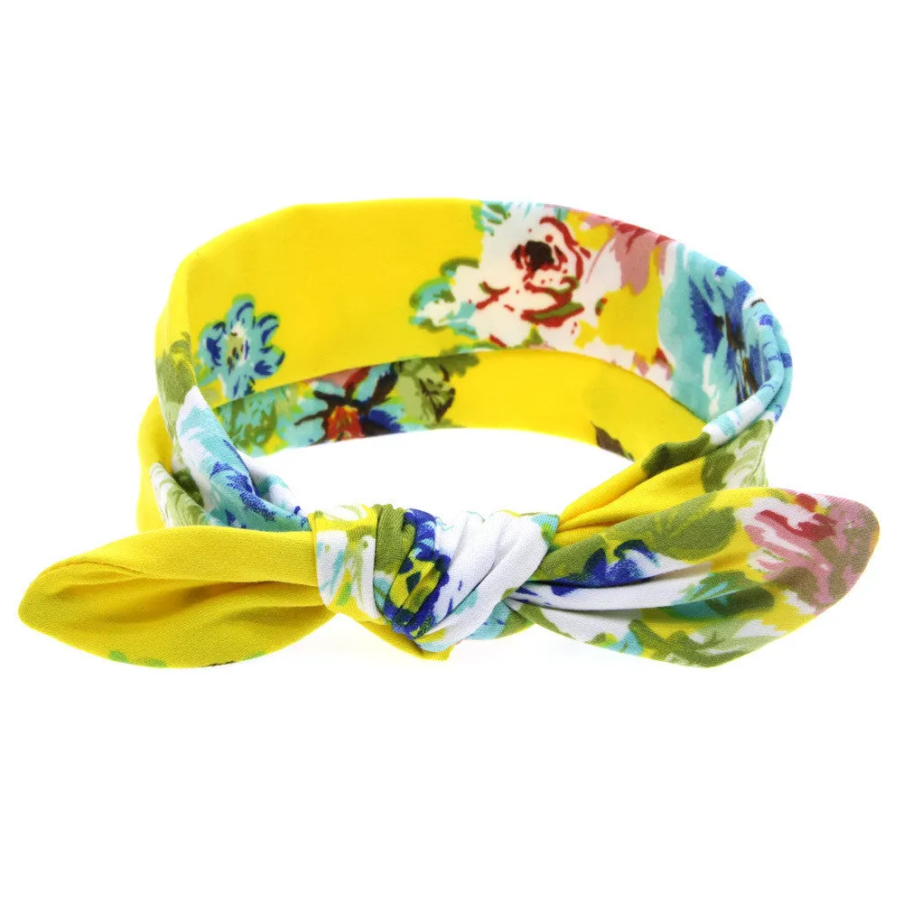 Cute Newborn Baby Cool Girls Printing Knot Elasticity Headband Cotton Children Girls Baby Hair Accessories