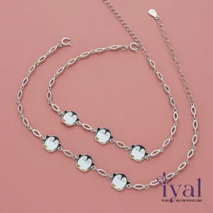 Cute Penguin Silver Anklet for Kids(5  Years)