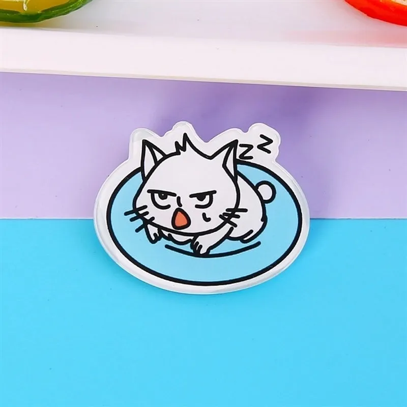 Cute Pin Cartoon Cat Arylic Printing Women's Brooches