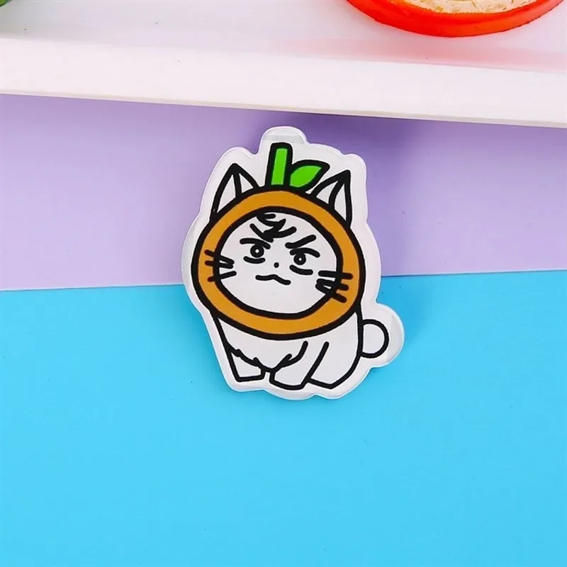Cute Pin Cartoon Cat Arylic Printing Women's Brooches