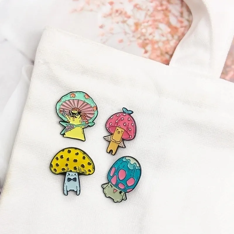 Cute Pin Cartoon Mushroom Alloy Stoving Varnish Unisex Brooches