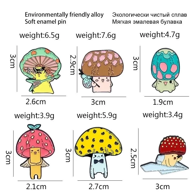 Cute Pin Cartoon Mushroom Alloy Stoving Varnish Unisex Brooches