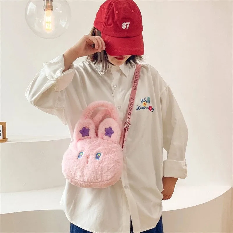 Cute Plush Rabbit Autumn And Winter Cartoon Messenger Bag