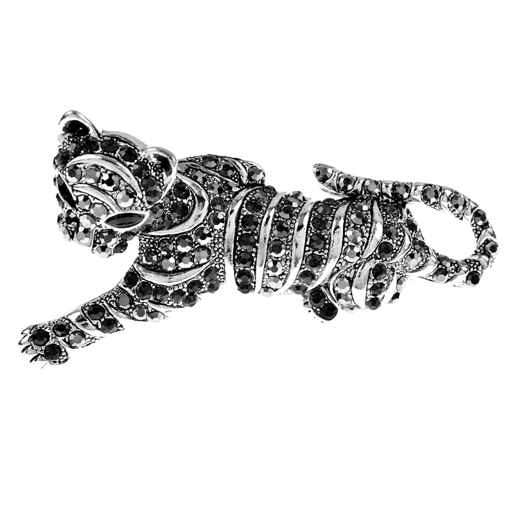 Cute Tiger Brooches For Men Vivid Wild Animal Leopard Rhinestone Pins Brooch Coat Jewelry
