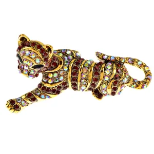 Cute Tiger Brooches For Men Vivid Wild Animal Leopard Rhinestone Pins Brooch Coat Jewelry