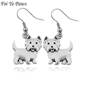 Cute Westie Dog Drop Earrings