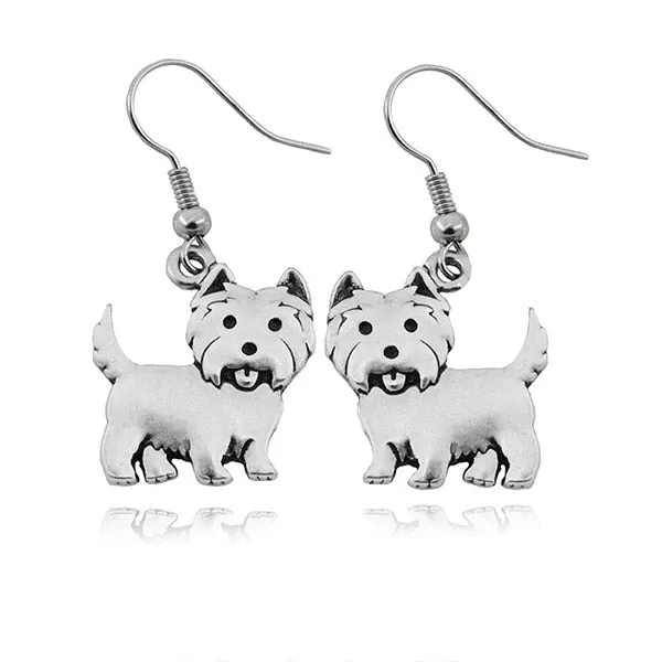 Cute Westie Dog Drop Earrings