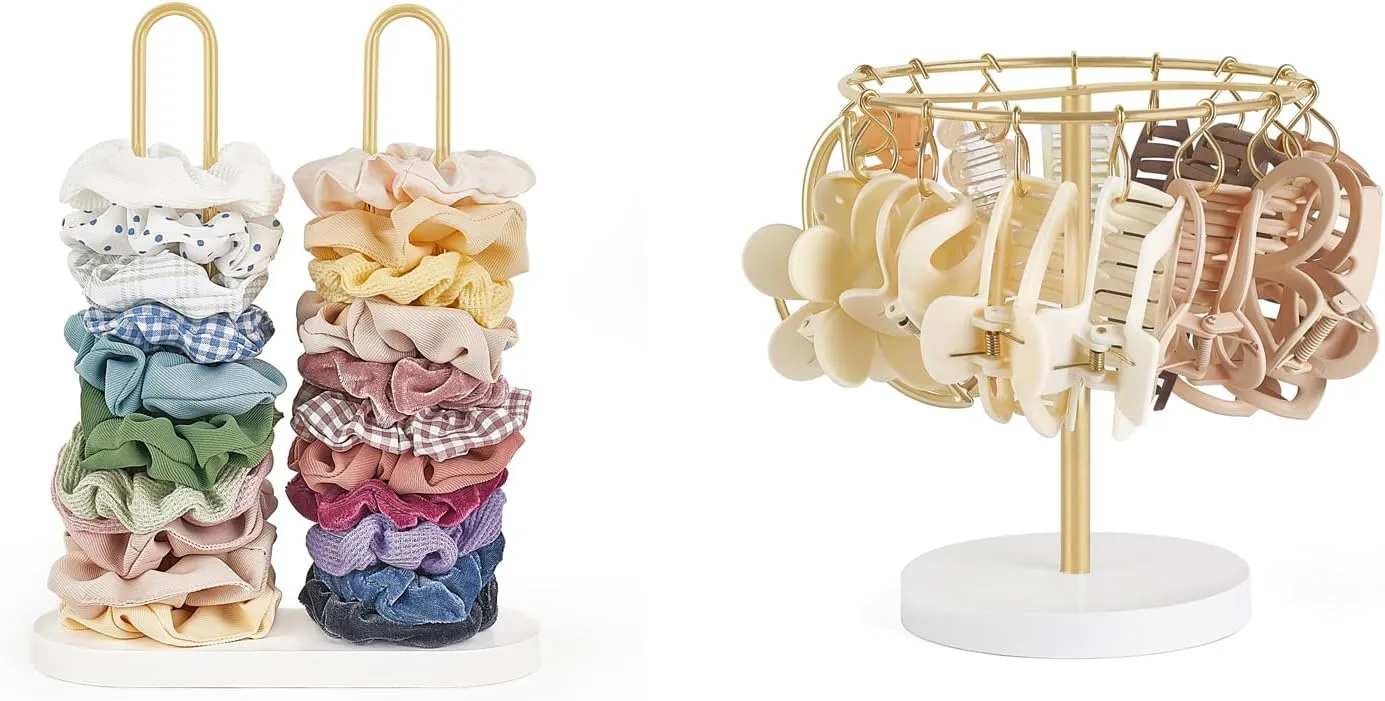 Dahey Scrunchie Holder and Claw Clip Organizer Modern Hair Accessories Organizer Bedroom Bathroom College Dorm Room Decor for Women and Girls