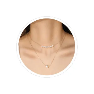 Dainty Pearl Necklaces for Women,14K Gold Plated Handmade Tiny Pearl Choker Collar Necklace Baroque Pearl Pendant Necklace White Pearl Jewelry (Double pearl chain-gold)