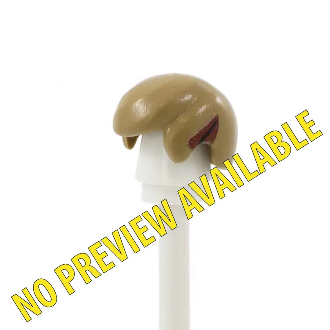 Dark Blonde Classic Short Hair with Custom Printed Elf Ears (Various Skin Tones Available for Ear Colour) - Custom Printed Minifigure Hair
