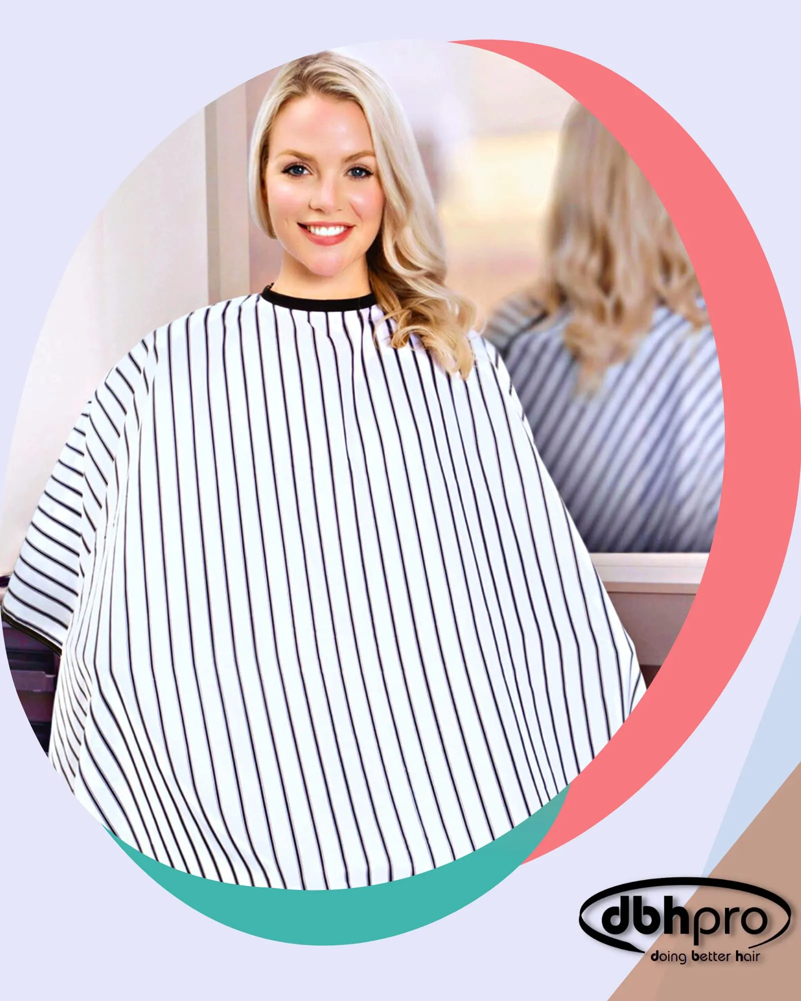 dbhpro Professional Hairdressing Salon and Barber Cape with Adjustable Snap Closure For Hair Stylist - Waterproof, Bleach proof, 51x71 inches, Black and White